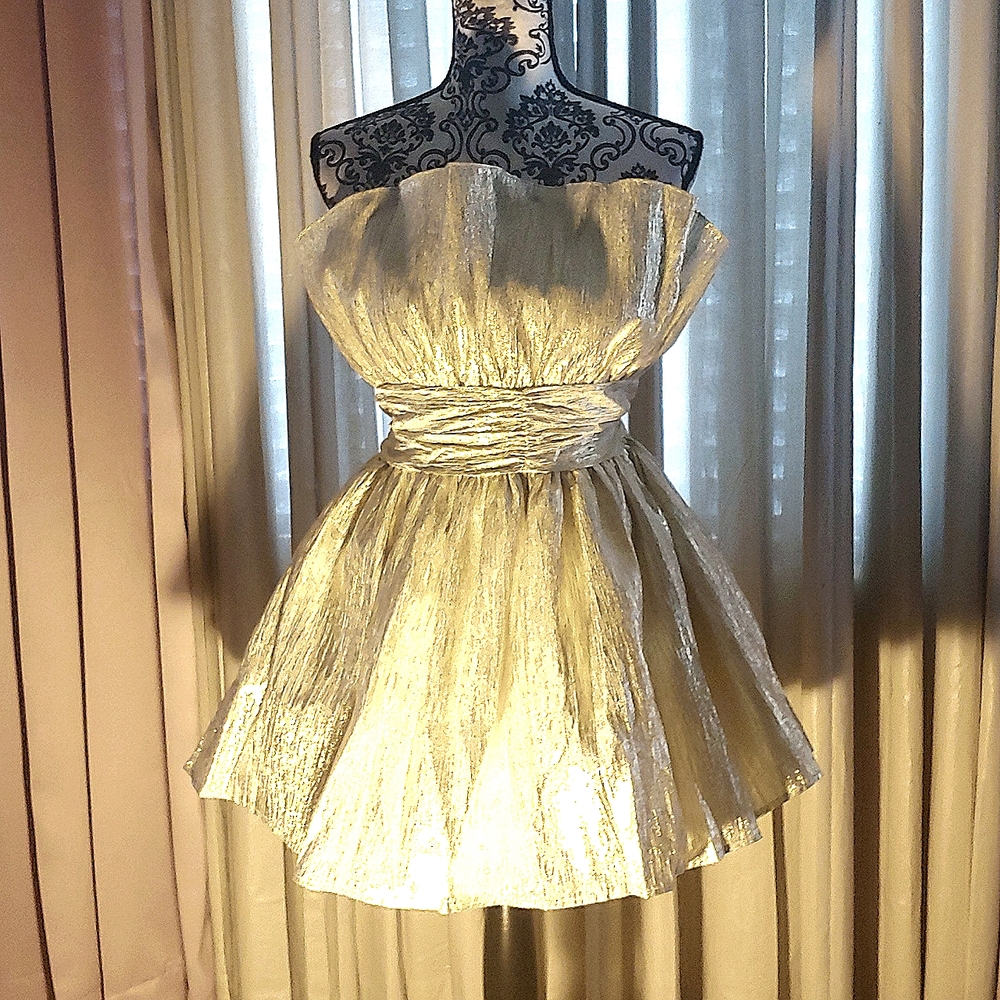 Metallic gold bandeau mini dress